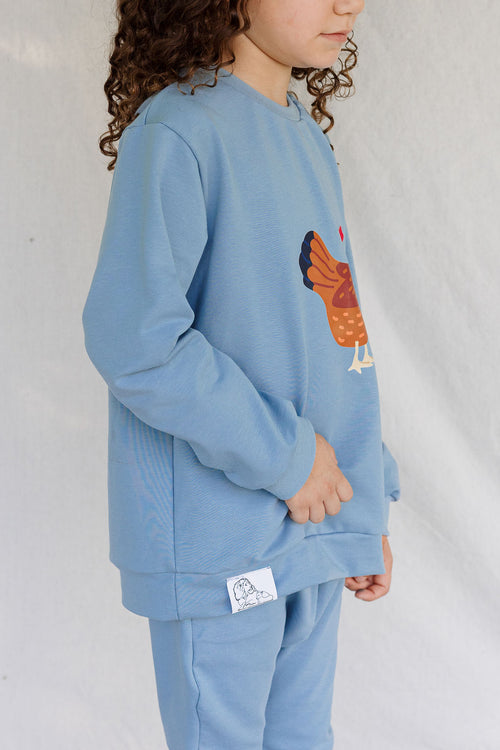 Crewneck Bleu perle DTF Poule